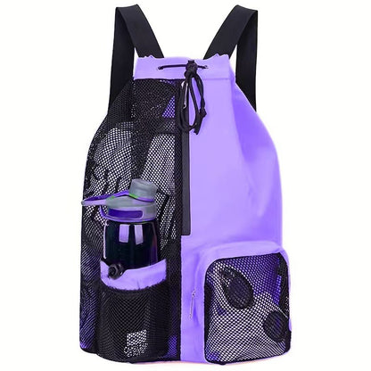 19 x 12" Drawstring Backpack with Mesh Side Pockets, Large Capacity Sports Bags Gym Backpack