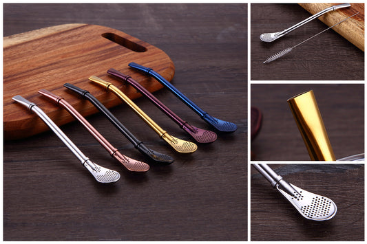 Stainless Steel Straws Spoon