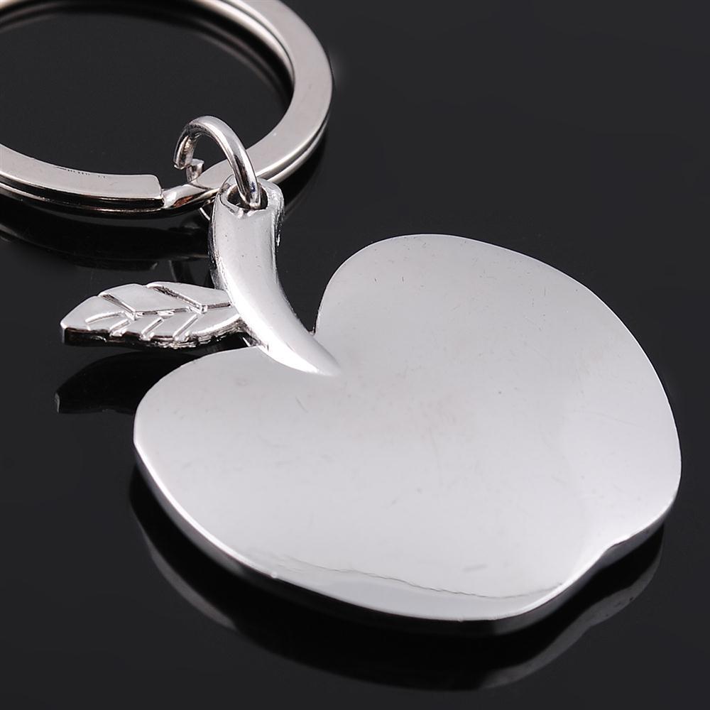 Fashion New Gift Fruit Design Key Ring Silver Polished Alloy Zinc Metal Apple