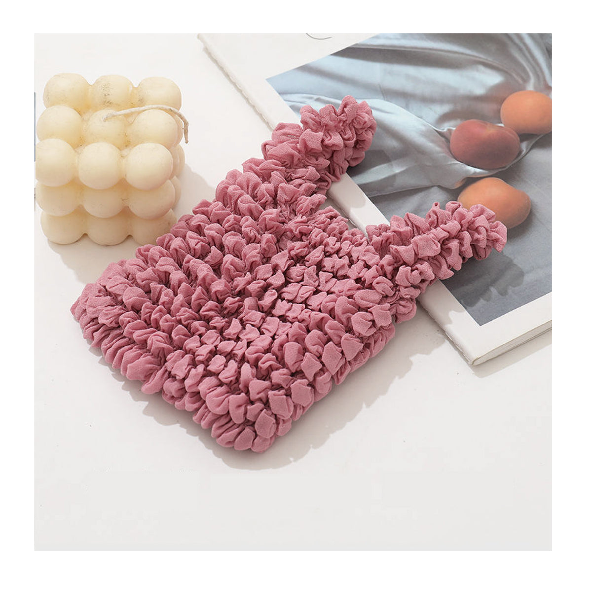 Elastic Bubble Texture Foldable Shopper Tote