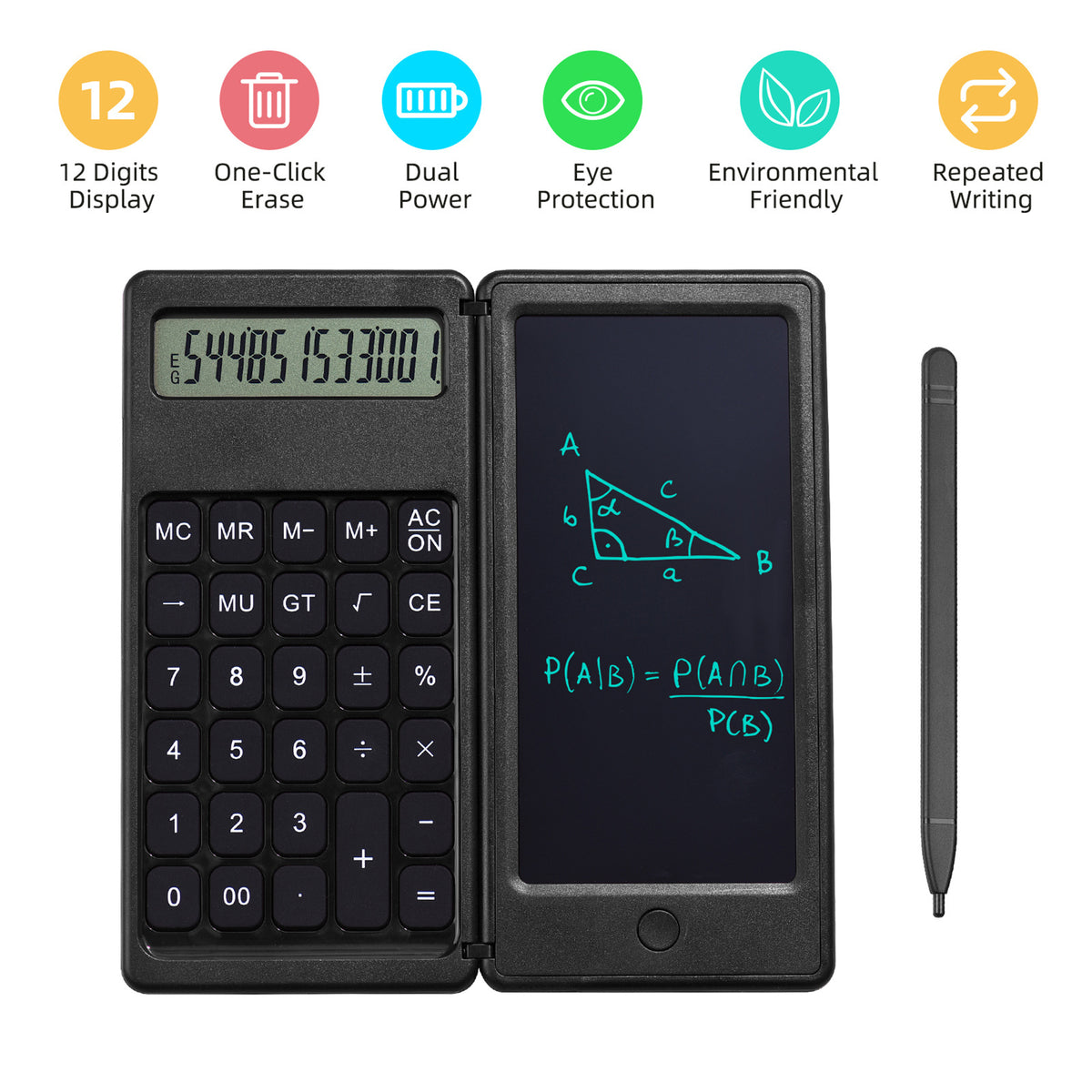 Basic Calculator Notepad with 6" LCD Writing Tablet
