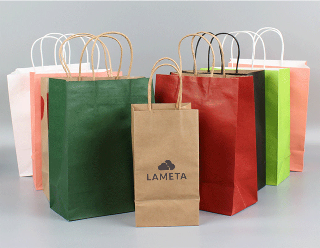 Kraft Paper Gift Bags (7.88L x 5.52D x 10.24H Inches)