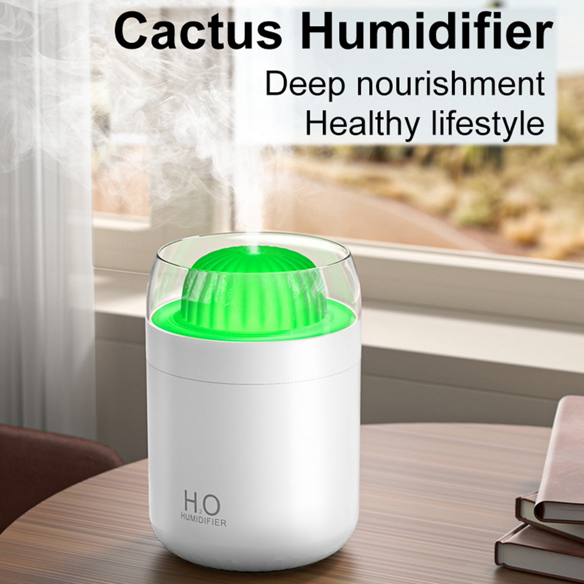 500ml Cool Ball Cactus Mini Humidifiers with Night Light