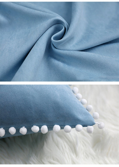 15 x 8" Pompoms Pillowcase Velvet Ball Tassel Trimmed Pillowshams Pompom Fringe Cute Pillowcase