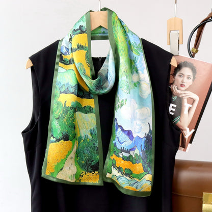 Custom 5.9" x 59" 100% Silk Long Neck Scarf Silk Headscarf