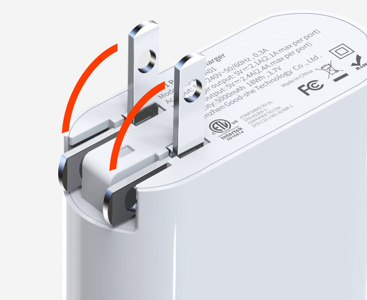 5000mAh Wall Charger (AC) Power Bank W/ETL Certification