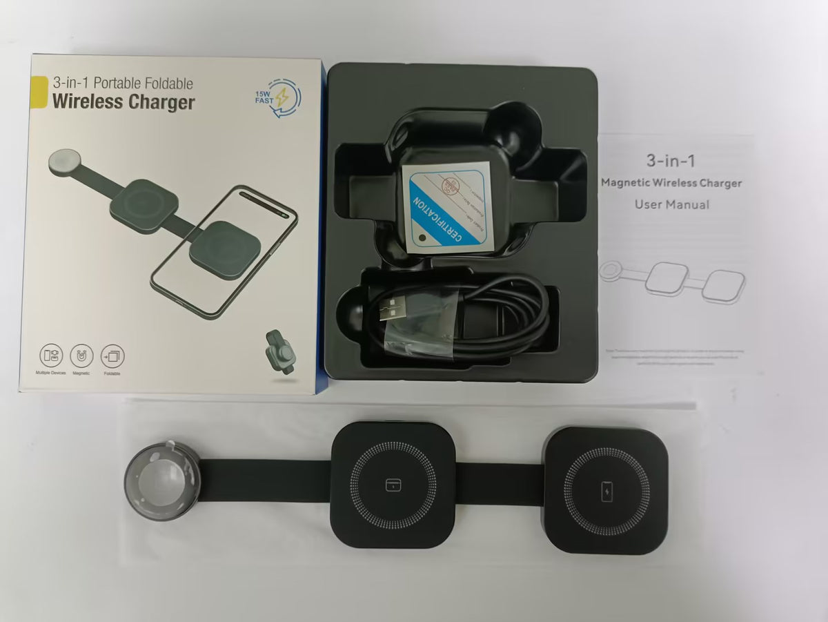 3" 1 Foldable Magnetic Wireless Charger Wireless Charging Pad For Multiple Device-Full color Print