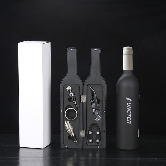Waiter's Corkscrew Wine Bottle Shaped Silver Neck Corkscrew Set (White Box) -5 Piece