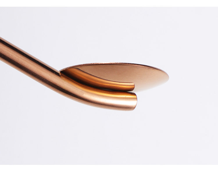 304 Stainless Straw Spoon Drinking Spoon With Straw (Gold & Rose Gold & Rainbow & Black)