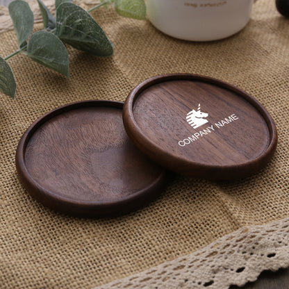 3.5" Custom Round Black Walnut Wooden Cup Coaster