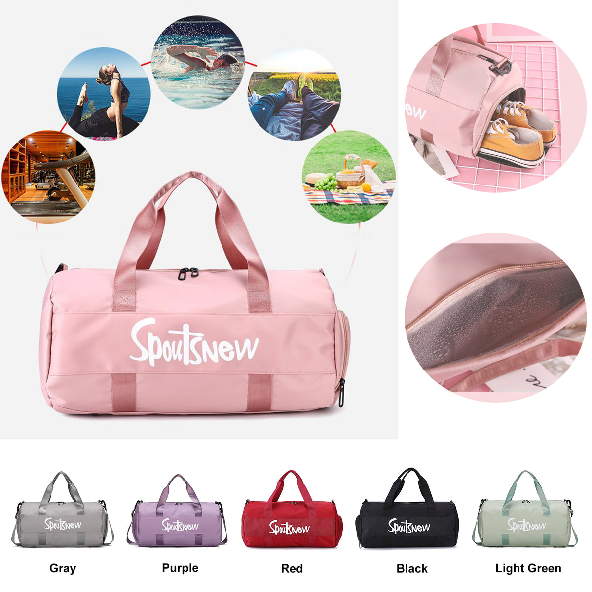 Wet and Dry Separated Oxford Tote Bag Swimming Bag Gym Bag for Beach/Fitness/Travel