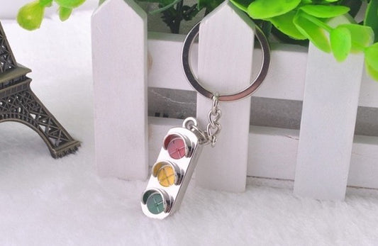 Traffic Light Shaped Key Chain W/ Bling Look