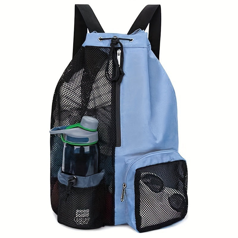 19 x 12" Drawstring Backpack with Mesh Side Pockets, Large Capacity Sports Bags Gym Backpack
