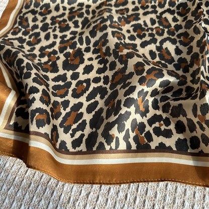Custom 21" x 21" Leopard Print 100% Silk Bandana Hair Wrap