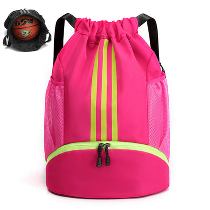 13 x 19" Waterproof Drawstring Backpack with Shoes Compartment, Large Capacity Sports Training Bag