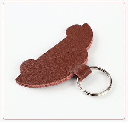 House Shape Leather Key Tag Keychain