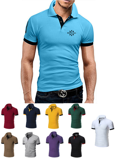 Men's Regular-fit Short-Sleeve Polyester Lapel Polo Shirt