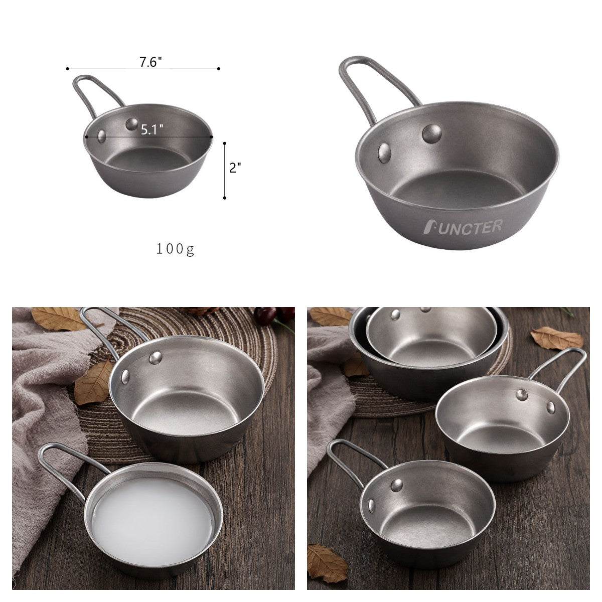 13 Oz. Stainless Steel Camping Bowl W/ Handle