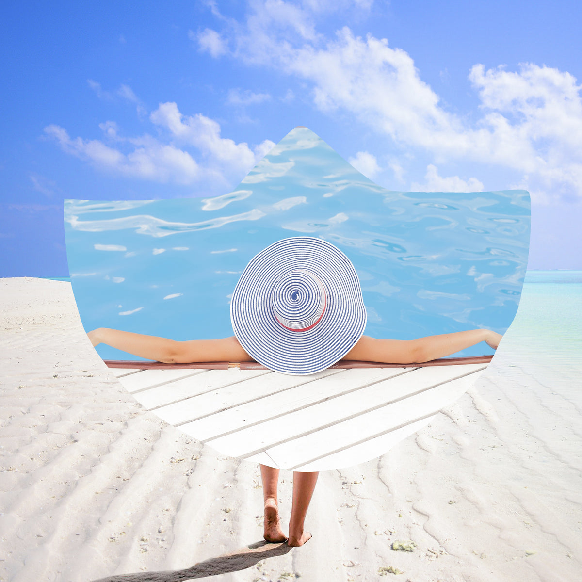 59 x 51" Custom Beach Poncho Towel Swimming Towel#2