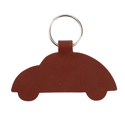 House Shape Leather Key Tag Keychain