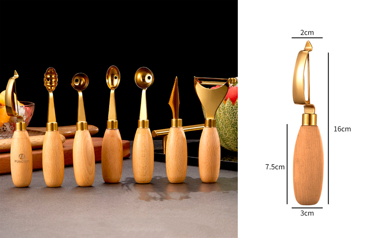 Gold Fruit Peeler With Wood Handle