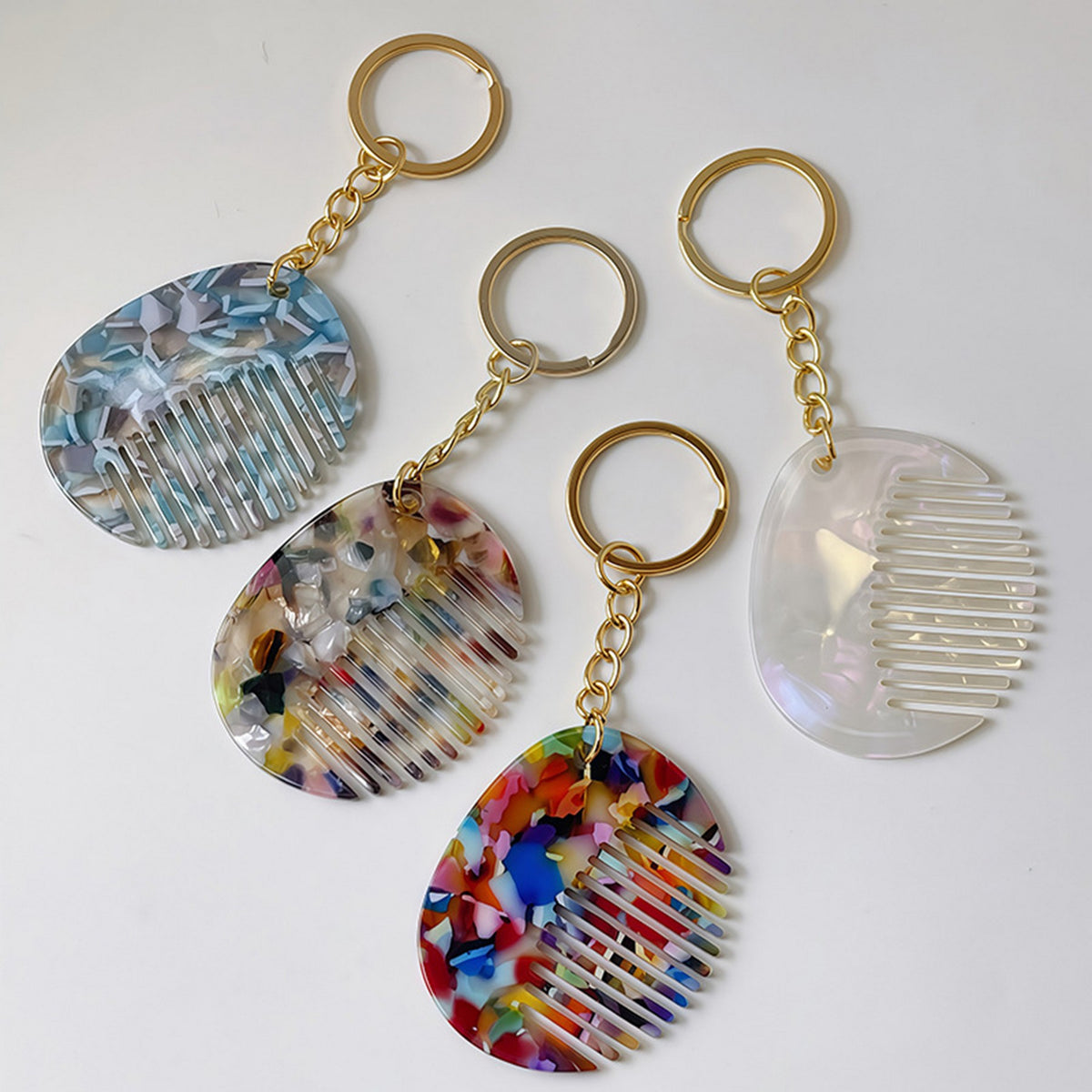 Acetate Mini Comb Keychain Portable Small Comb Pendant