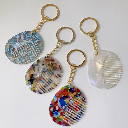 Acetate Mini Comb Keychain Portable Small Comb Pendant
