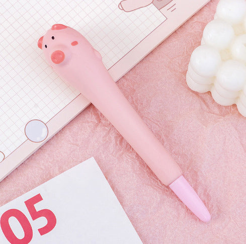 Cutie Piggy Stress Reliever Pen 2" 1 Squeeze Toy Pen PU Foam Gel Ink Pen