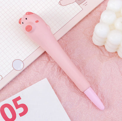 Cutie Piggy Stress Reliever Pen 2" 1 Squeeze Toy Pen PU Foam Gel Ink Pen