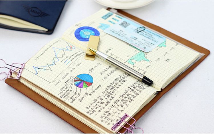 A6 PU Leather Journal Daily Notebook Daybook With Clear Card Slots And Zippered Bag