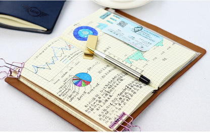 A6 PU Leather Journal Daily Notebook Daybook With Clear Card Slots And Zippered Bag