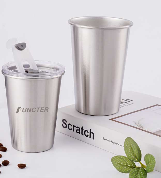 16 Oz. Stainless Steel Coffee Cup W/ Lid