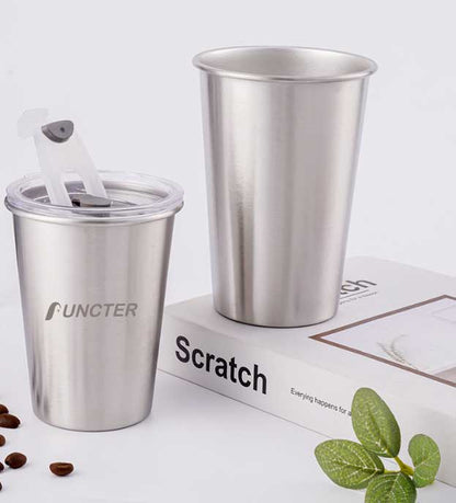 16 Oz. Stainless Steel Coffee Cup W/ Lid