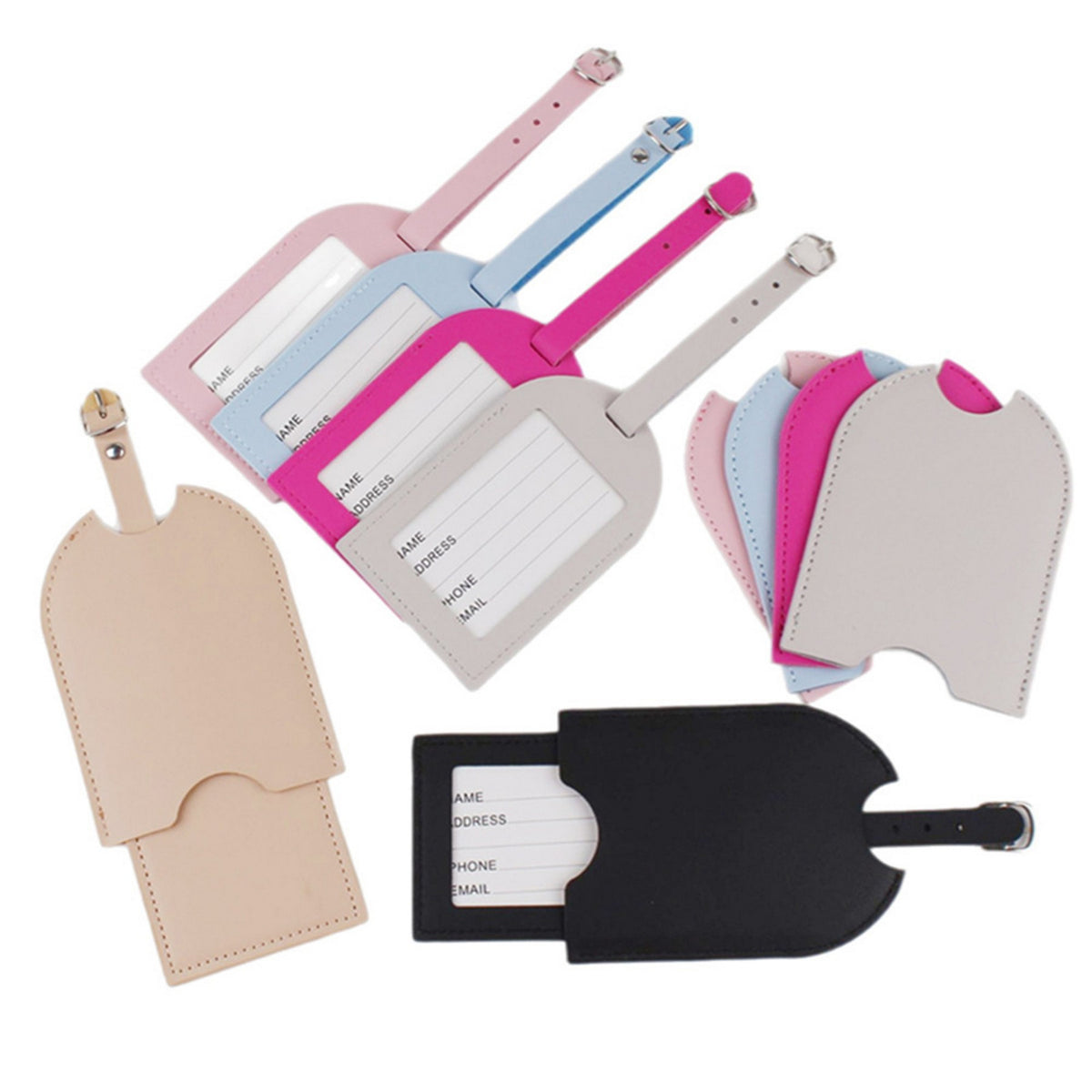 Slide-Out PU Leather Privacy Protection Suitcase Tag Bag Tag