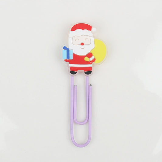 Dark Luminous Charm Christmas Santa Paper Clip Custom Shaped Bookmark Paper Clasp Noctilucent Charm