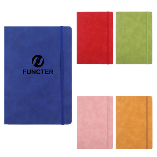 A5 PU Leather Meeting Notebook Conference Notebook W/ Elastic Strap