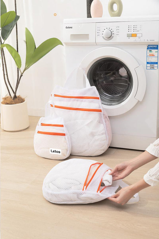 12x12" Portable Double Zippered Mesh Laundry Bags Laundry Wash Bags for Delicates-Woven Label