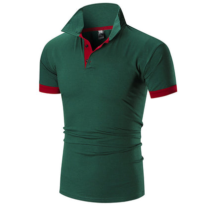 Men's Regular-fit Short-Sleeve Polyester Lapel Polo Shirt