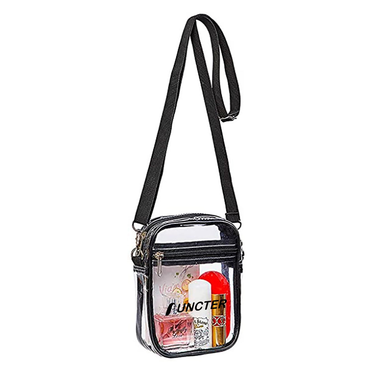 Women's PVC Transparent Shoulder Bag Clear Bag Crossbody Bag W/Strap Stadium Approved Bag(Size S)