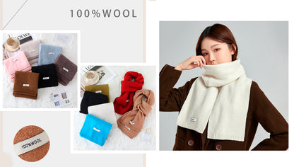 63'' 100% Lamb Wool Plain Scarf Solid Color Wool Scarf Knitted Scarf for Men and Women