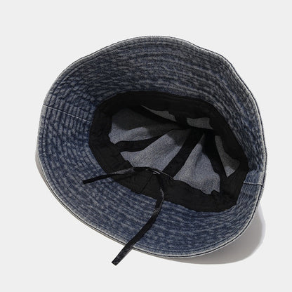 Round Top Washed Denim Bucket Hat Beach Sun Hat