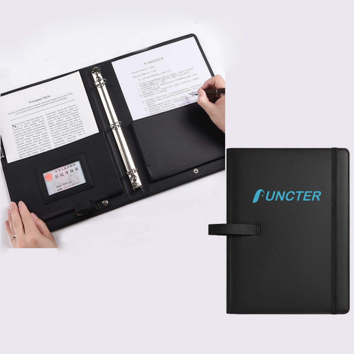 A4 PU Leather 3 Rings Binder Music Folder File Holder