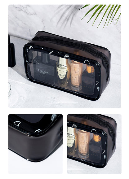 PVC Double Zippered Toiletry Bag Makeup Bag Handle Bag