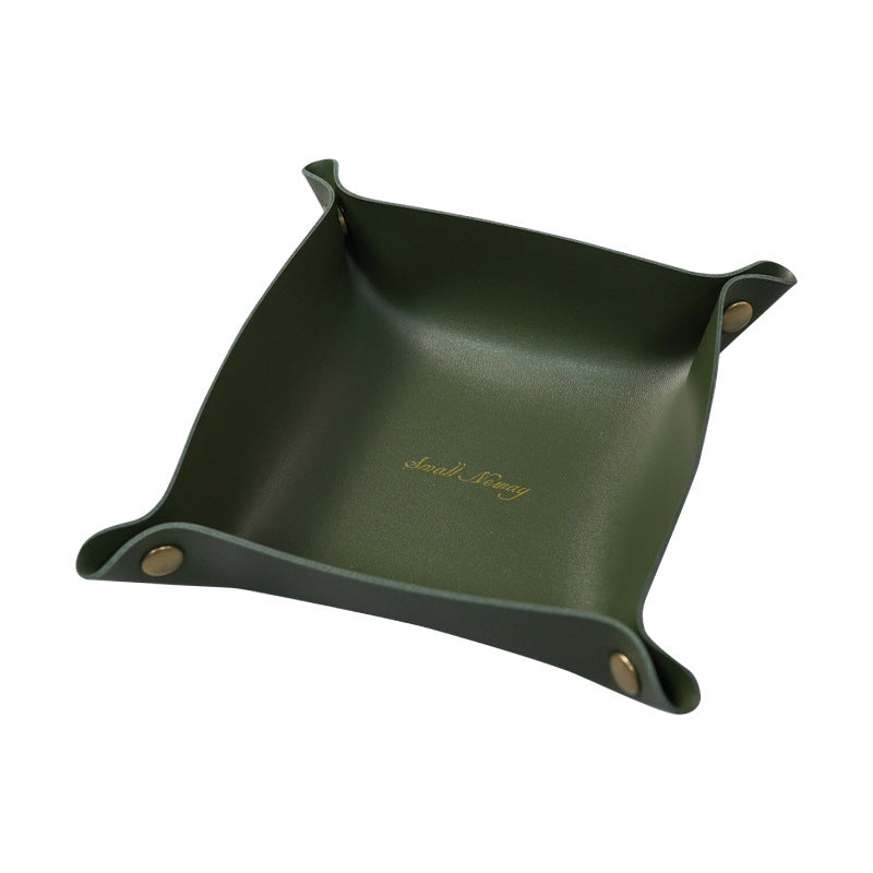 6.7'' x 6.7'' Foldable PVC Leather Desk Sundries Storage Tray