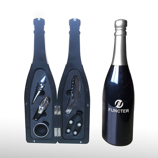 Champagne Silver Bottle Neck Glossy Bottle Wine Opener Set -5 Piece