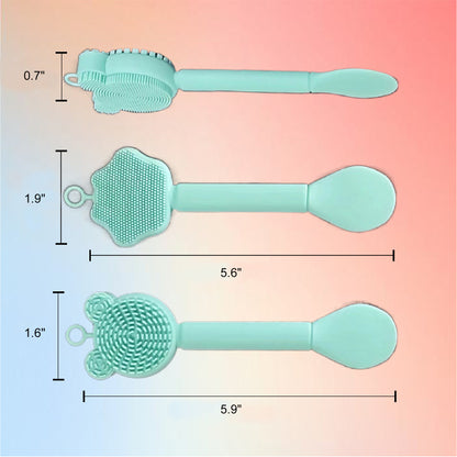 2" 1 Silicone Facial Cleansing Scrubber Face Mask Brush for Mud, Clay, Mixed Skin Care Tool Set