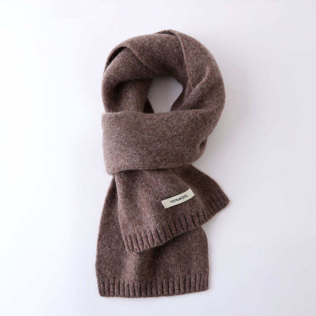 63'' 100% Lamb Wool Plain Scarf Solid Color Wool Scarf Knitted Scarf for Men and Women