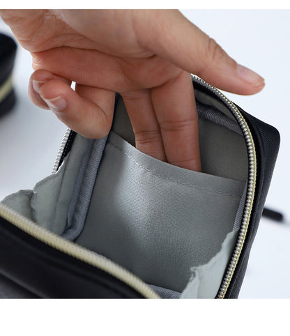 PU Leather Zipper Makeup Bag Handle Bag Lipstick Storage Pouch