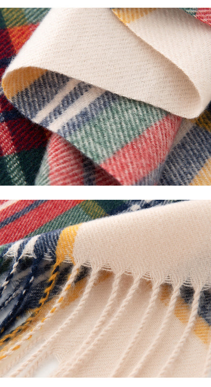 79'' Polyester Tartan Scarf Warm Autumn Winter Scarf Fringed Scarf - Woven Label