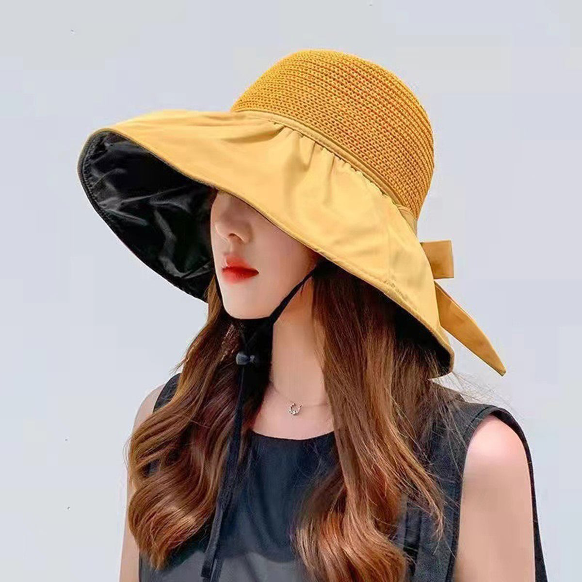 Women's Sun hat Sun Protection hat Women's Beach hat Wide Eaves Straw hat Foldable Sun hat